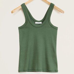 NWT Lemaire Rib Cotton Fitted Tank Top Scoop Neck Smoky Green Size Medium